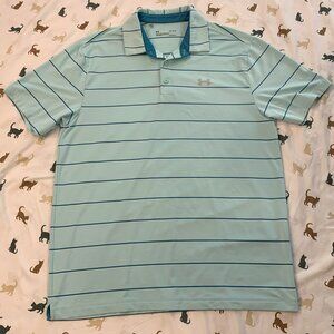 Under Armour Polo - Teal with Blue Stripes